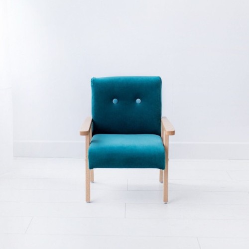 ARMCHAIR FOR CHILDREN TURQUOISE VELVET