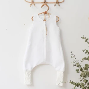 BABYLY - LINEN SLEEPING BAG WITH LEGS FOR TODDLER WHITE