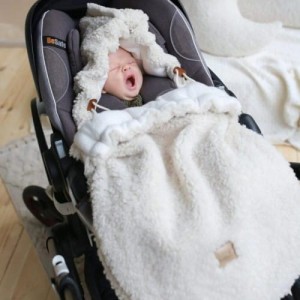 BABYLY - STROLLER FOOTMUFF/ CAR SEAT SWADDLE TEDDY CREAM