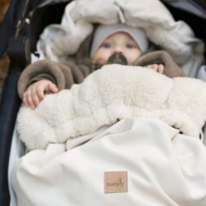 BABYLY - STROLLER FOOTMUFF VELVET CREAM PEARL