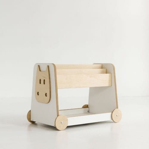 wooden shelf on wheels