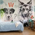 wallpaper with dogs blue