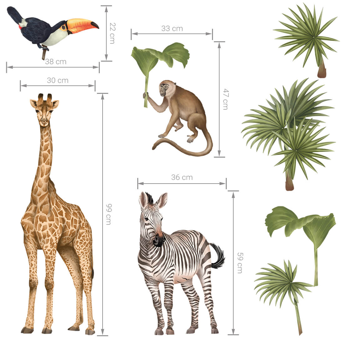 safari animals wall sticker