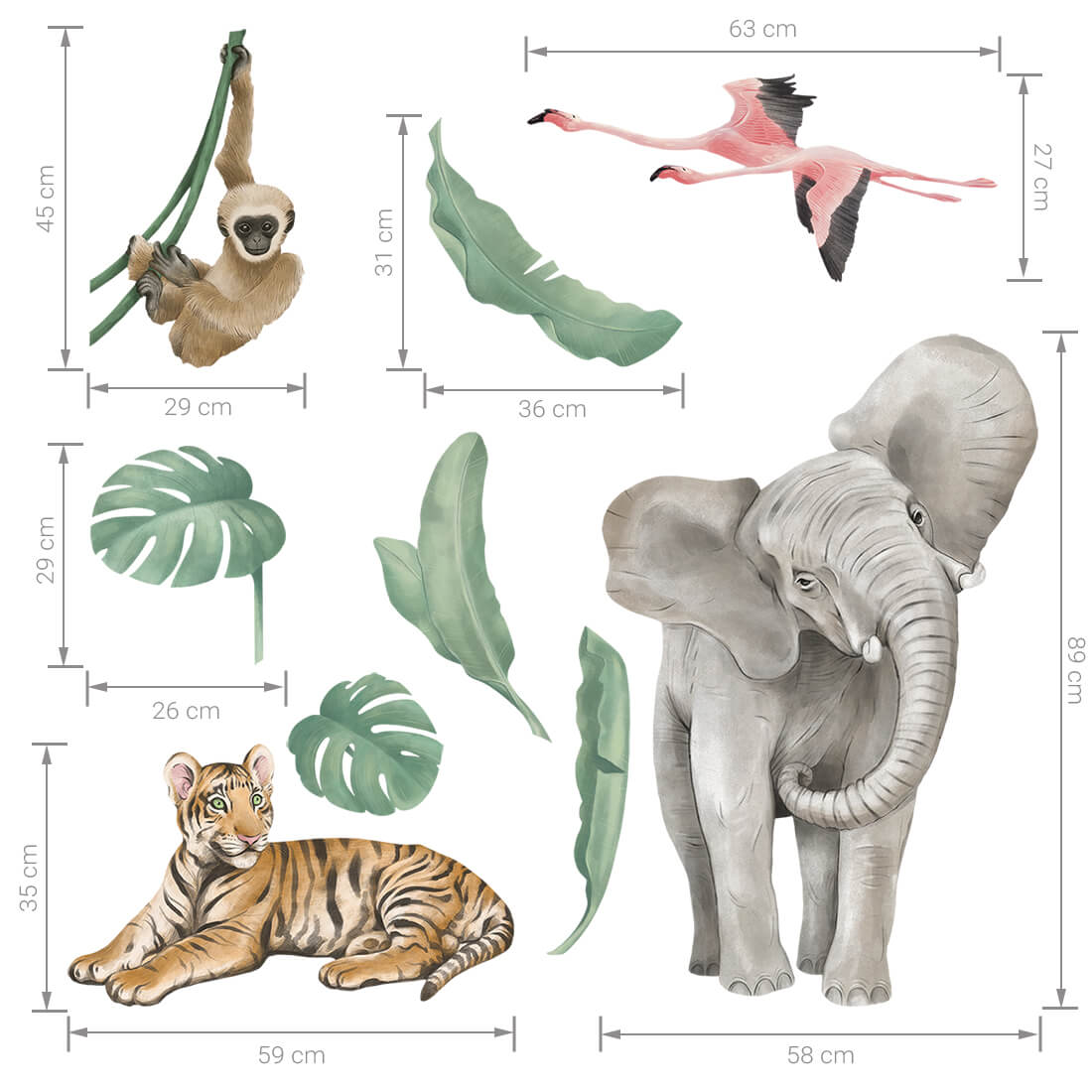safari animals wall sticker