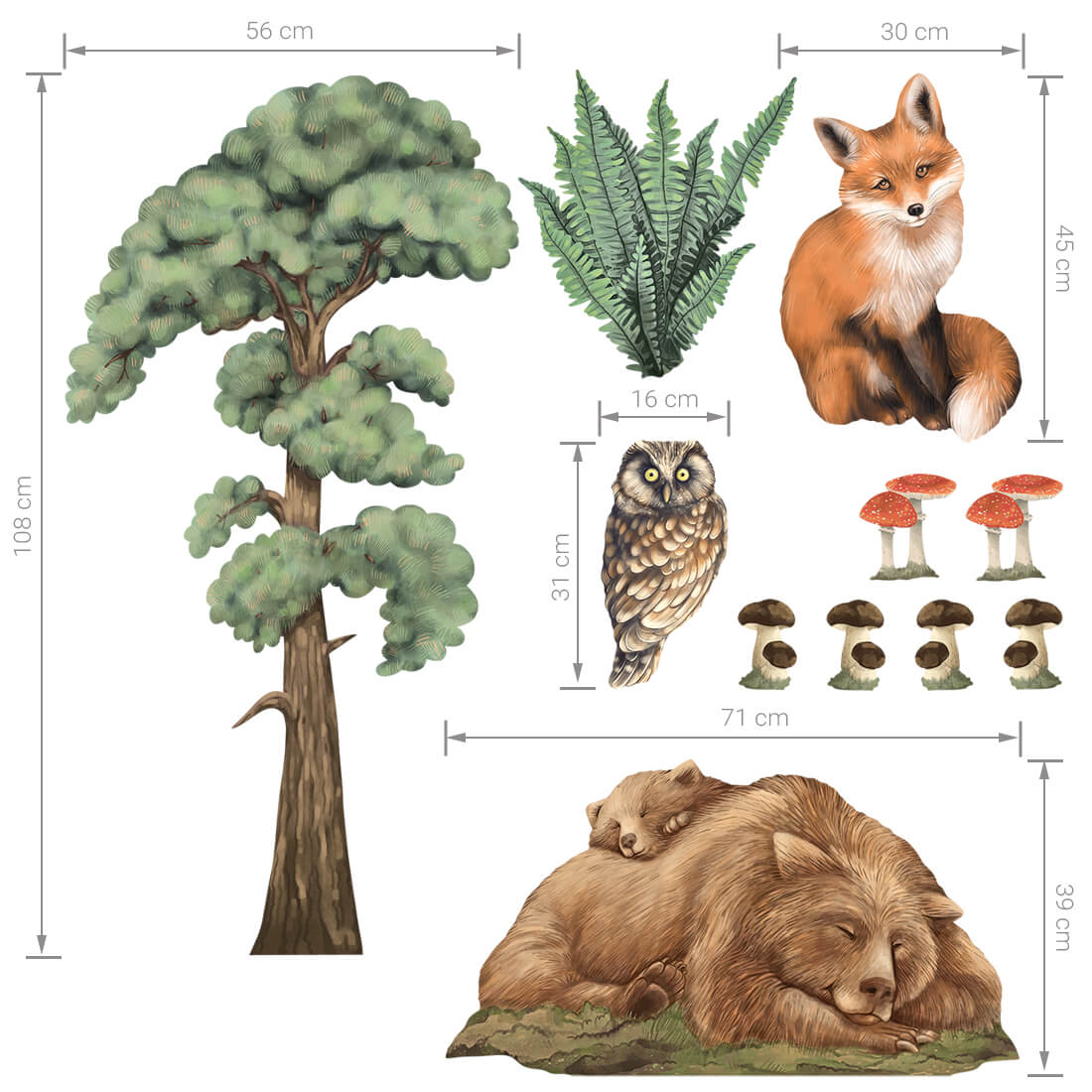 forest animals wall sticker